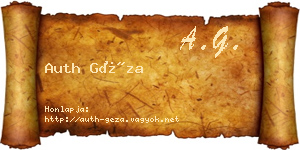 Auth Géza névjegykártya